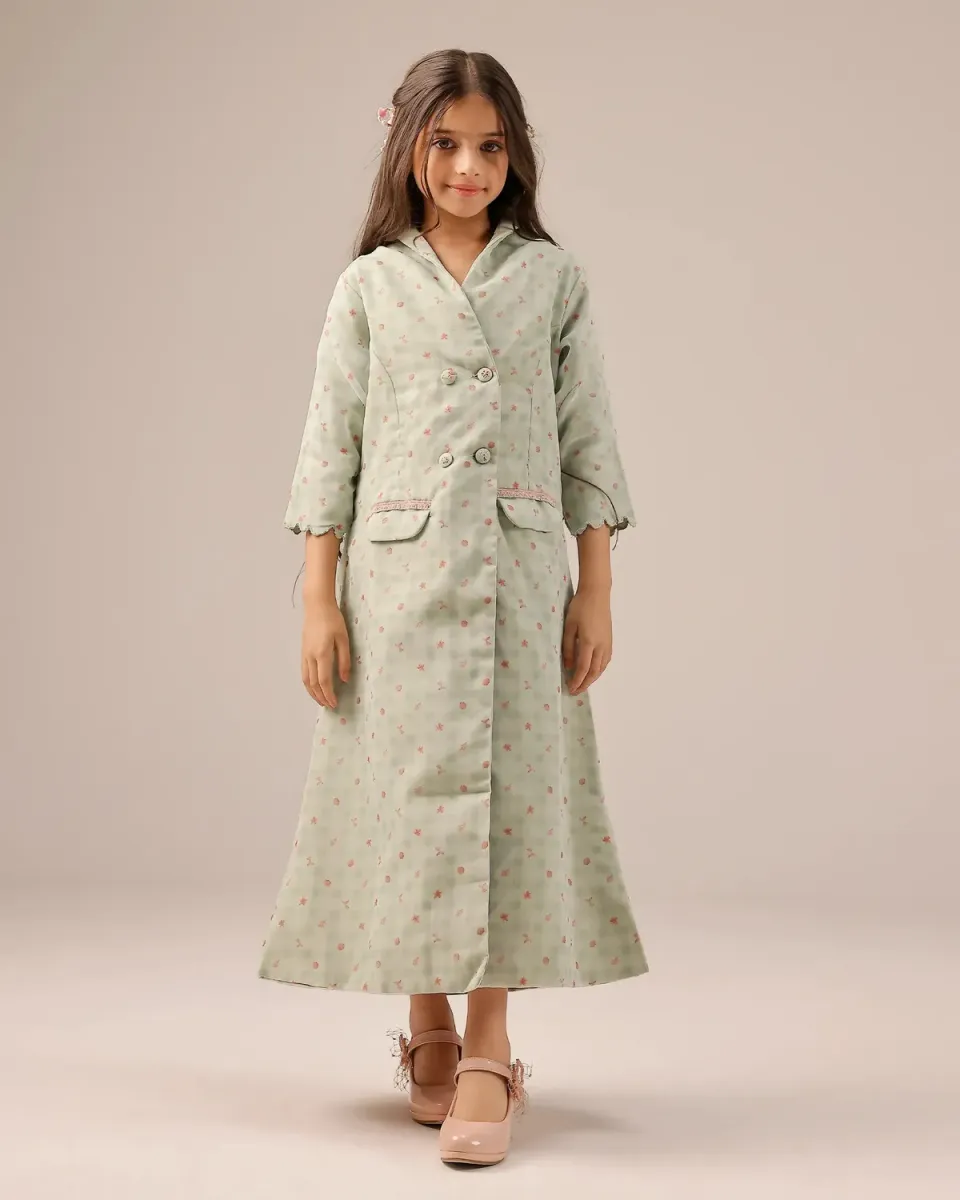 Our Dve Merry Berry completo abito giacca verde bambina