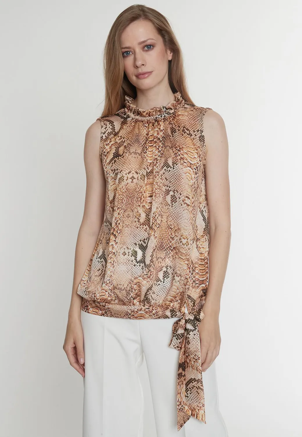 Ana Alcazar Pakosa top chiffon smanicato stampa snake
