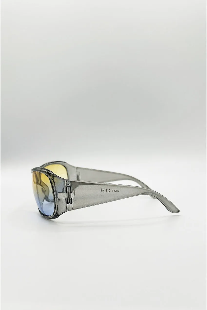 SVNX occhiali sole racer oversize argento UV400