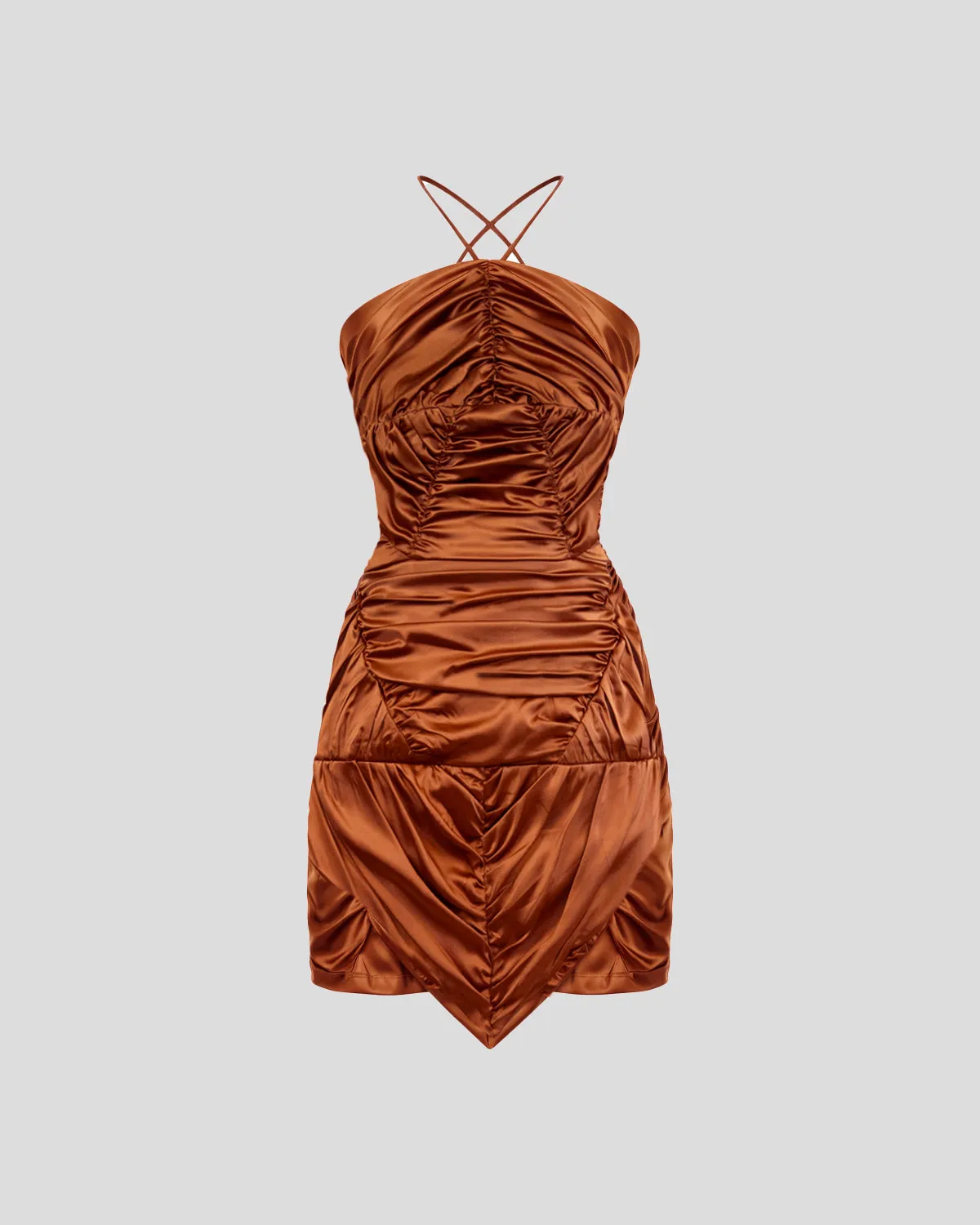 Violante Nessi Carbone abito rame seta scollo halter