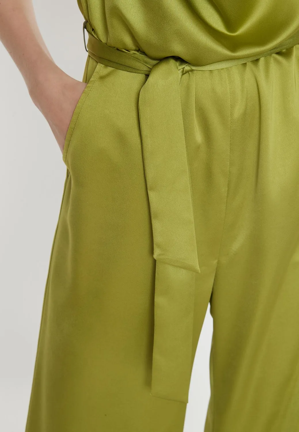 Ana Alcazar Paholy tuta verde raso scollo halter