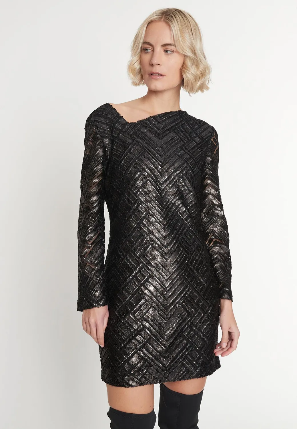 Ana Alcazar Madea mini abito nero luminoso
