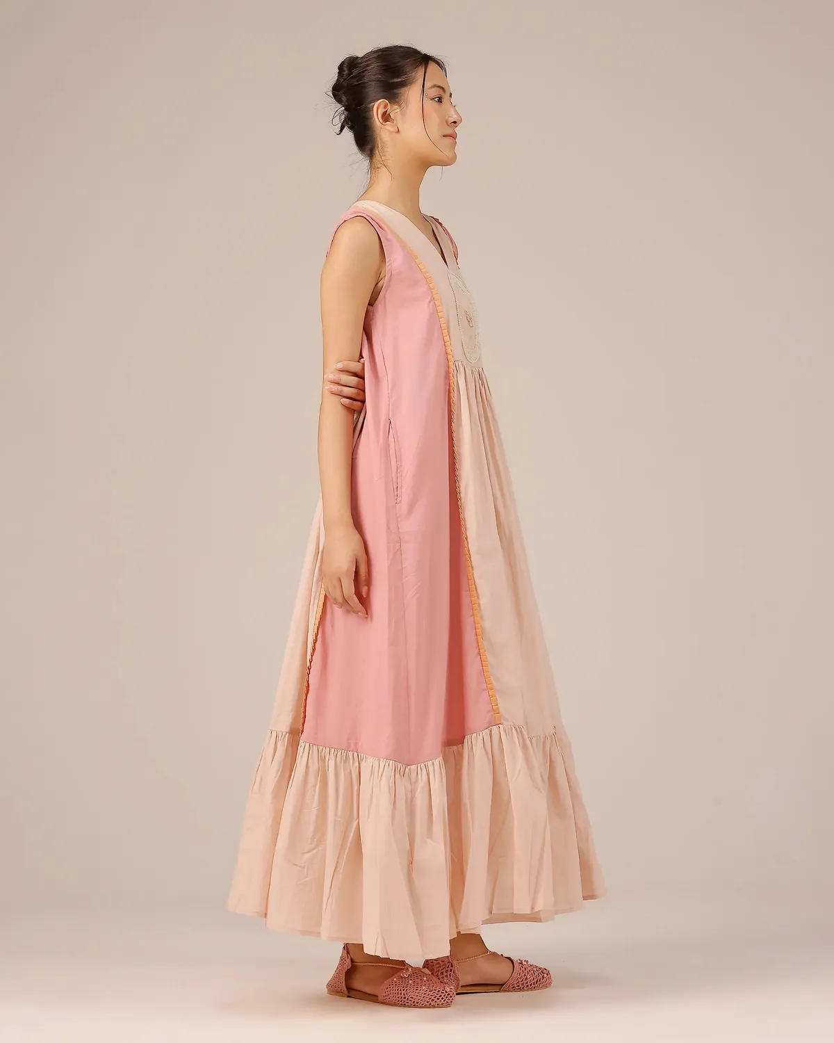Our Dve Merry Berry vestito rosa cotone lungo