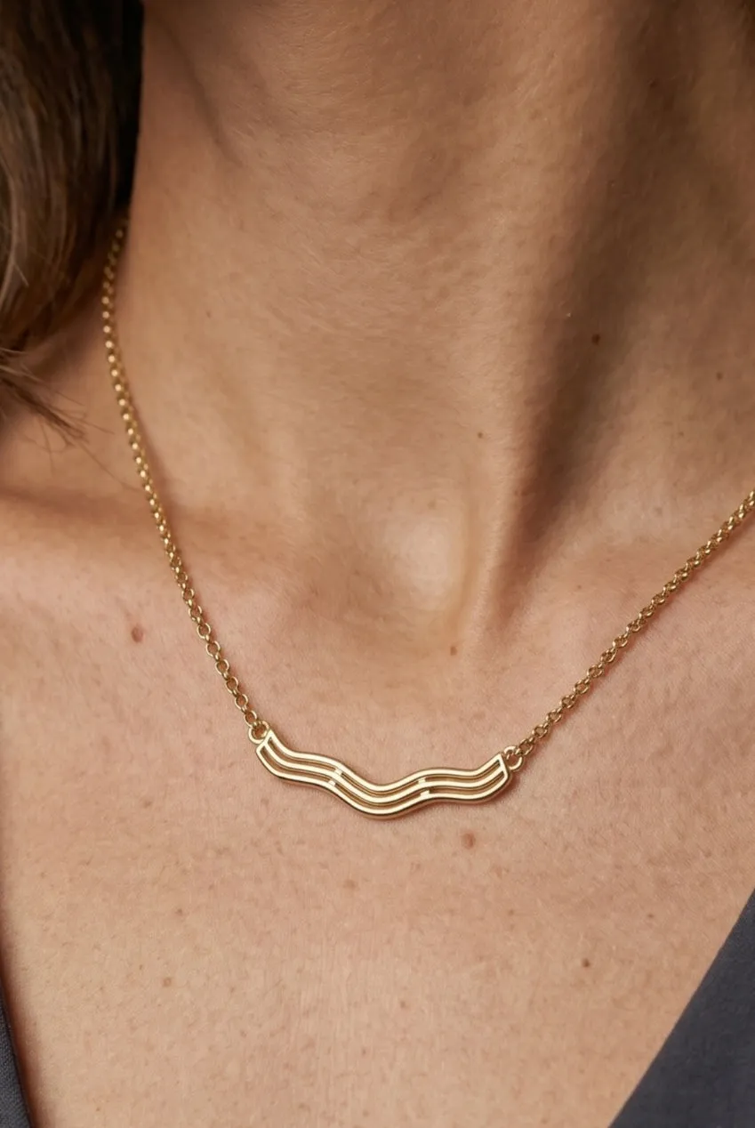 Uchi & Soto Nami Gold Wave collana oro catena fine