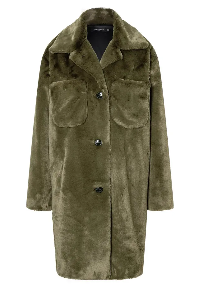 Ana Alcazar Habesa cappotto pelliccia ecologica kaki