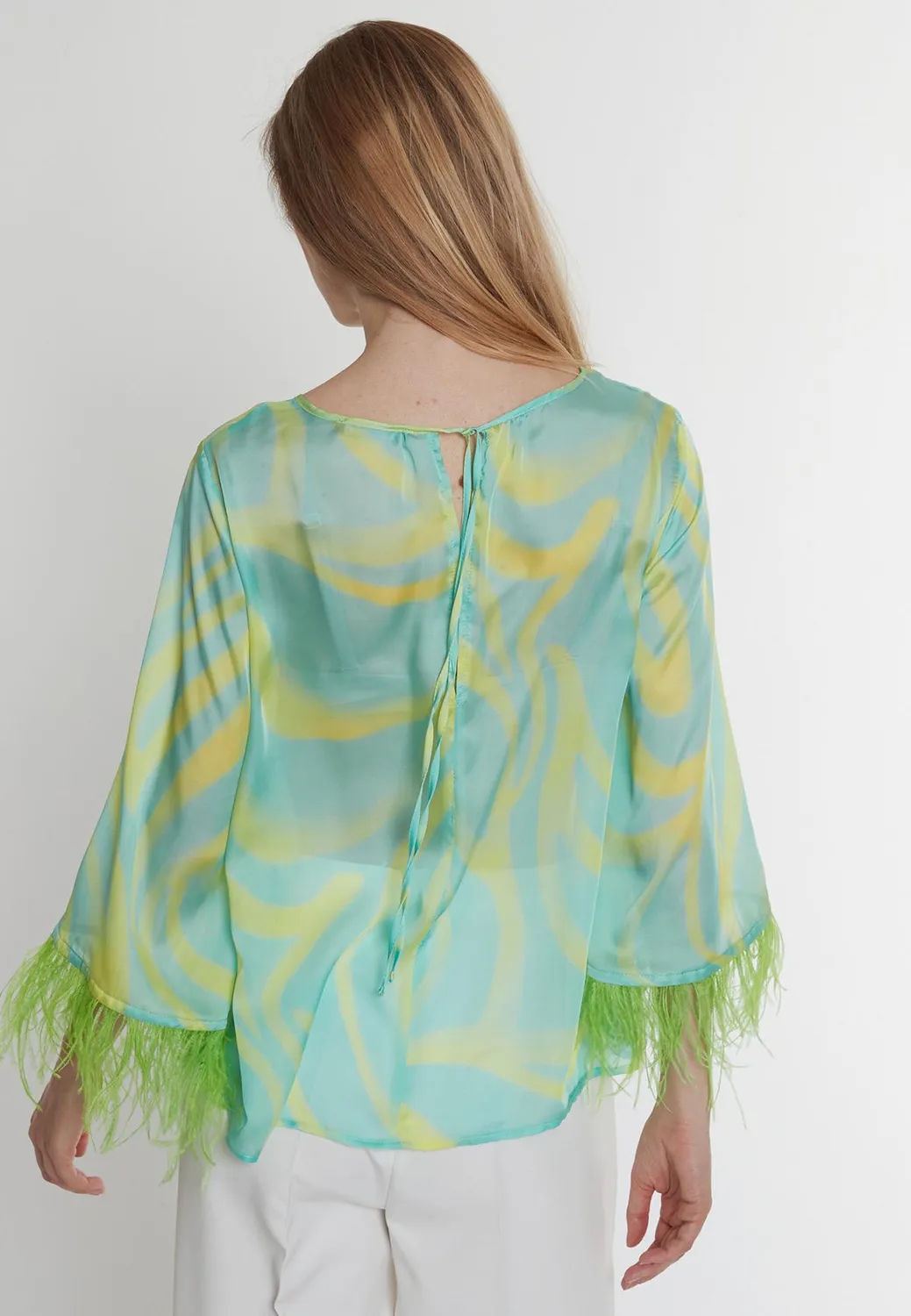Ana Alcazar Pedmi camicetta chiffon animalier verde