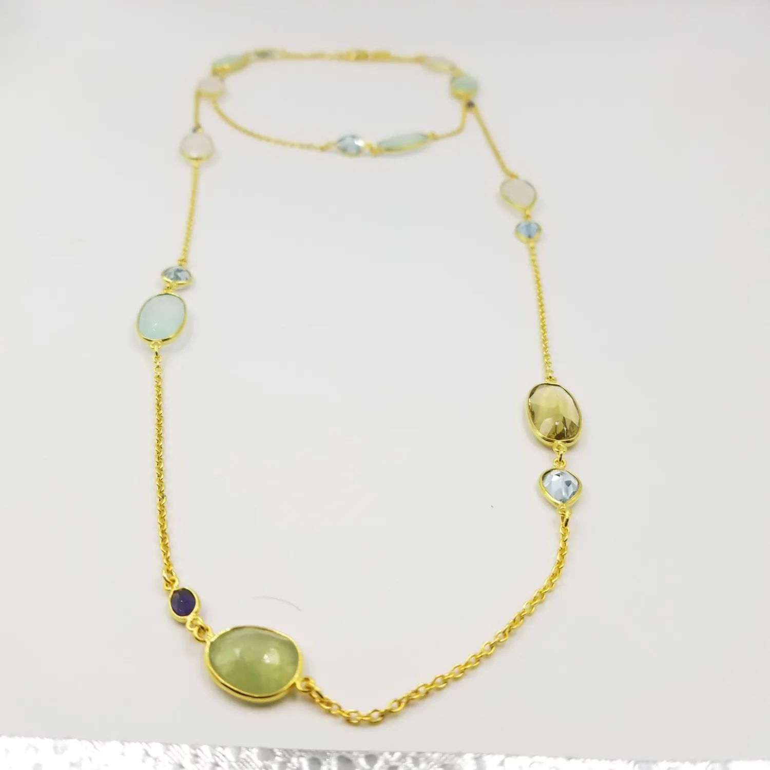 Our Dve Rainbow collana argento dorato 18k con acquamarina