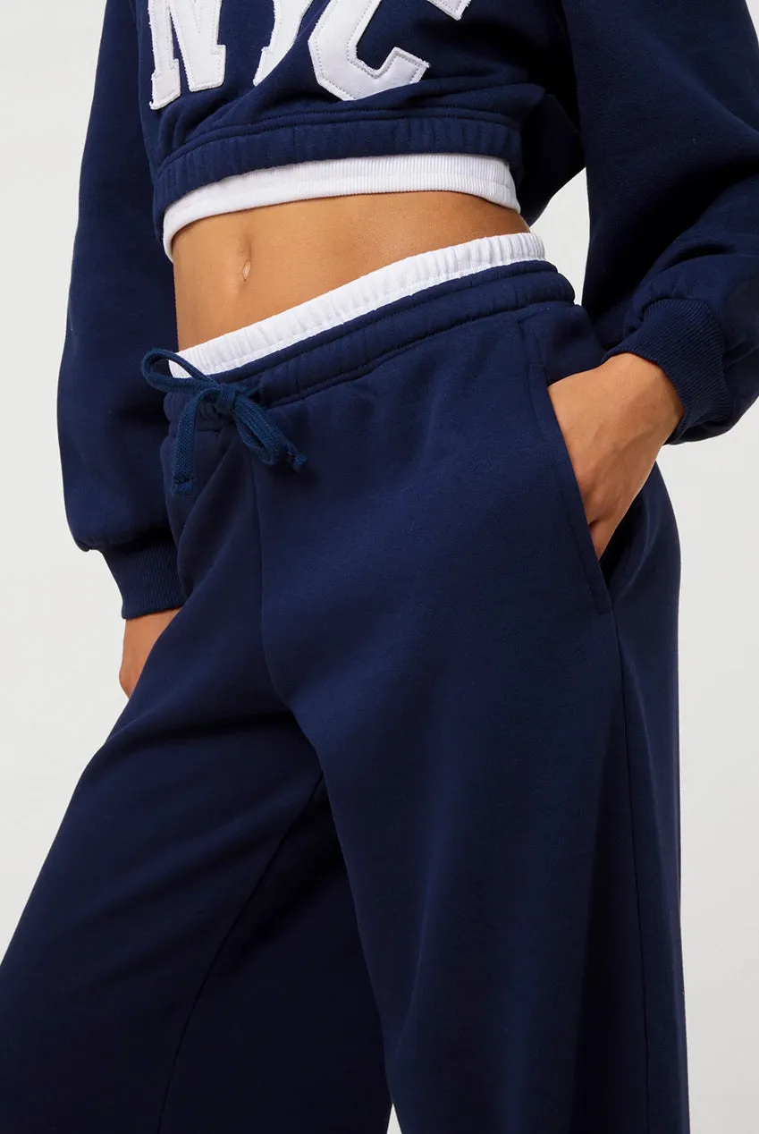 Pink Vanilla Contrast Waist joggers navy cotone