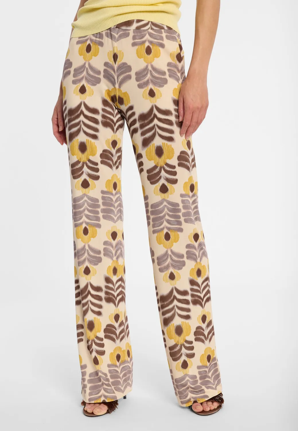 Ana Alcazar Donai pantaloni jersey marrone fiori