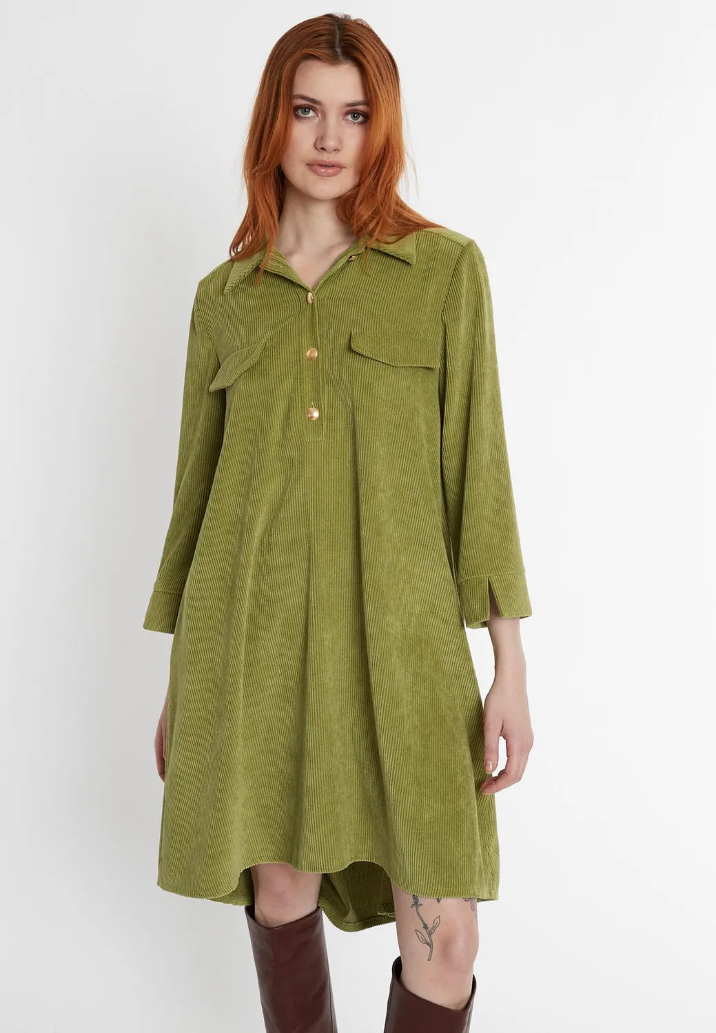 Ana Alcazar Sastya abito chemisier velluto verde