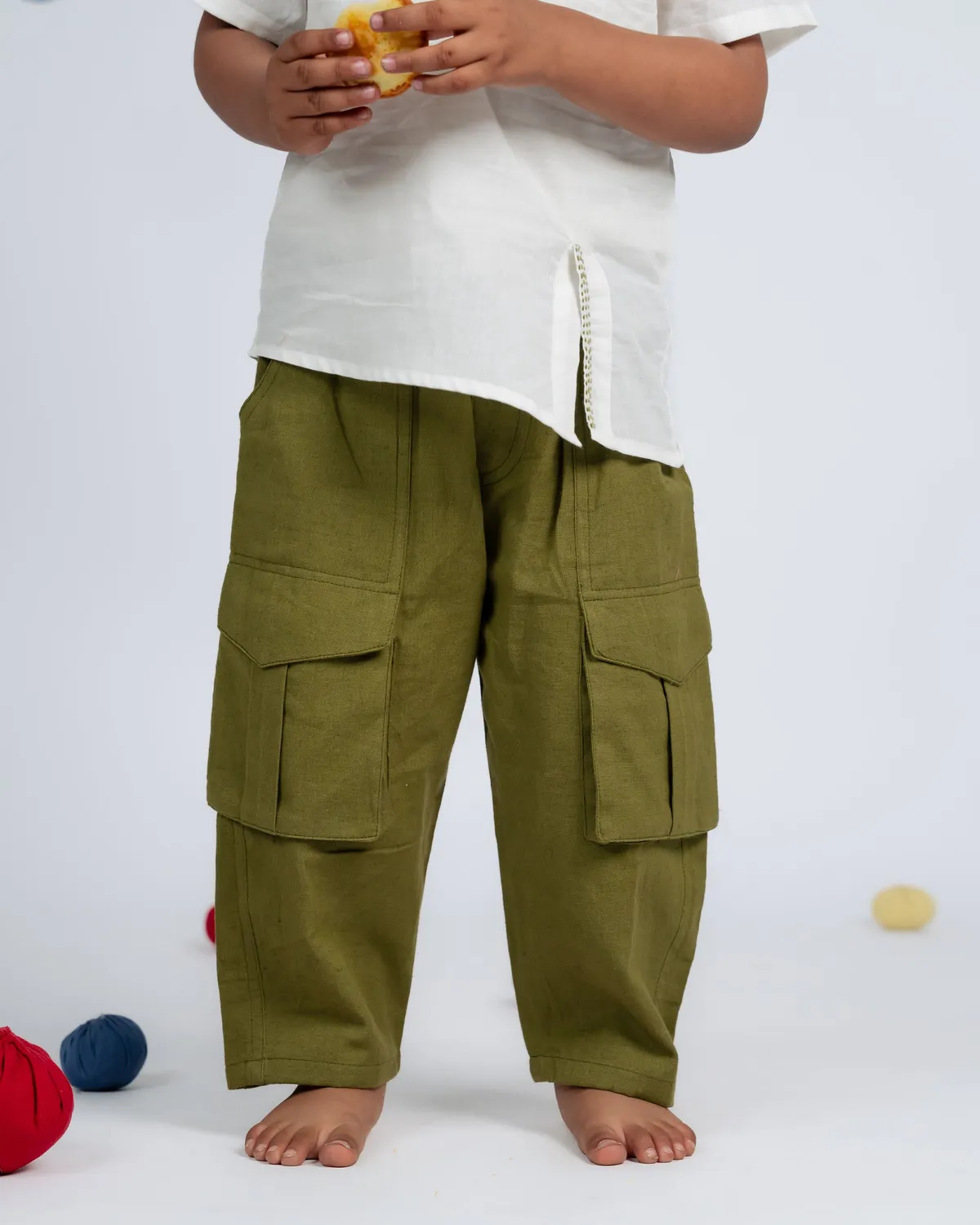 Our Dve Signature Pantalone cargo bimbo verde cotone