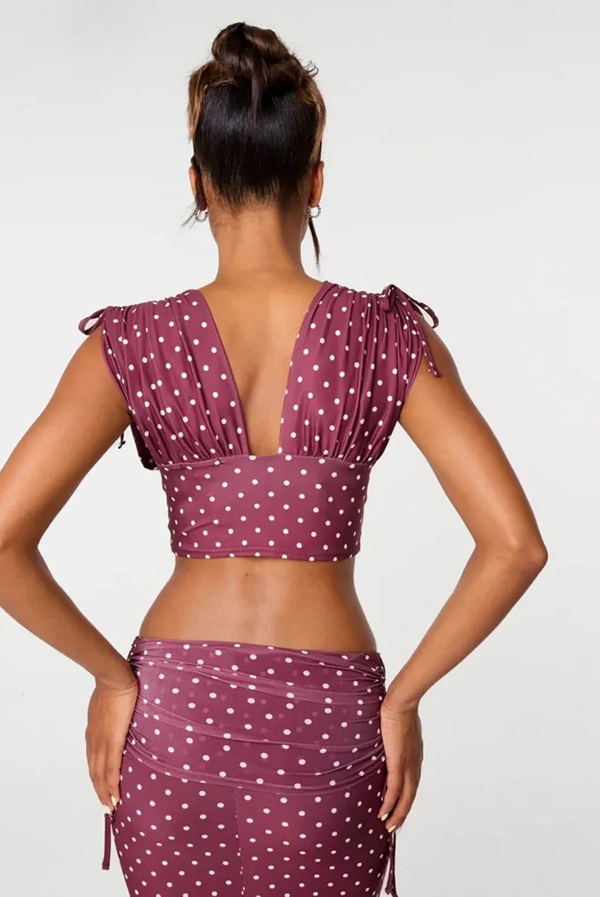 Pink Vanilla Polka Dot top bordeaux pois S