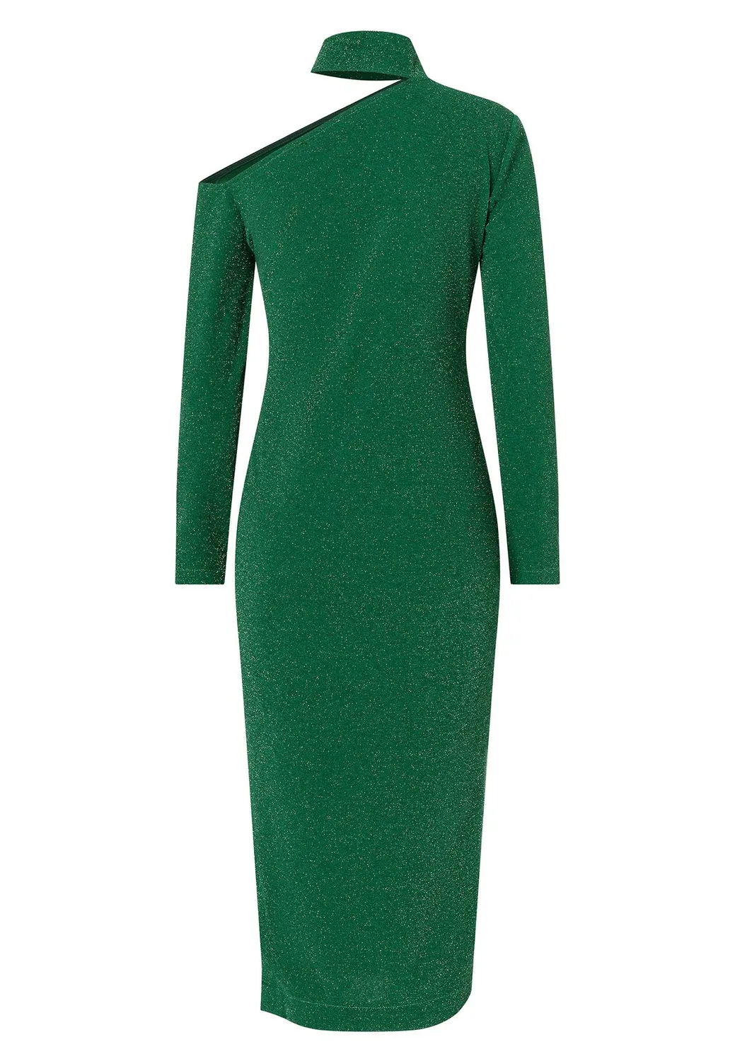 Ana Alcazar Onasta abito midi verde lurex monospalla