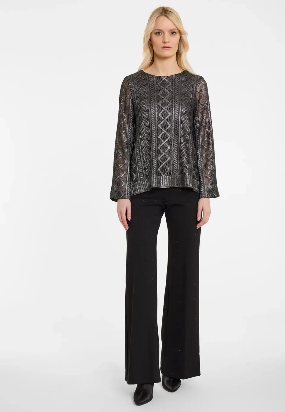 Ana Alcazar Ablisa top maglia antracite fantasia