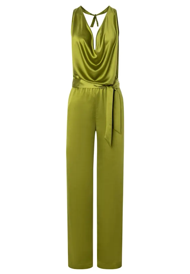 Ana Alcazar Paholy tuta verde raso scollo halter