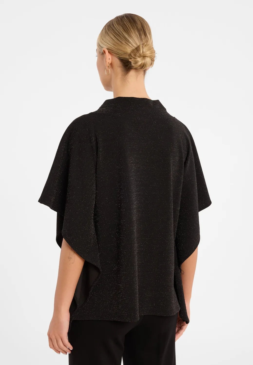 Ana Alcazar Cilla top lurex nero scollo coreana
