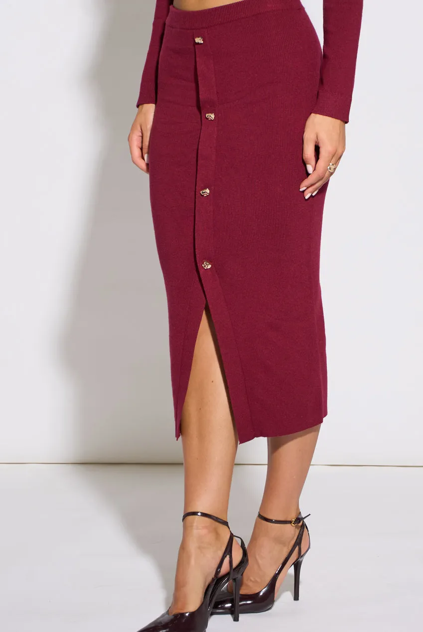Gini London Mulberry Gold Button gonna midi berry bottoni oro