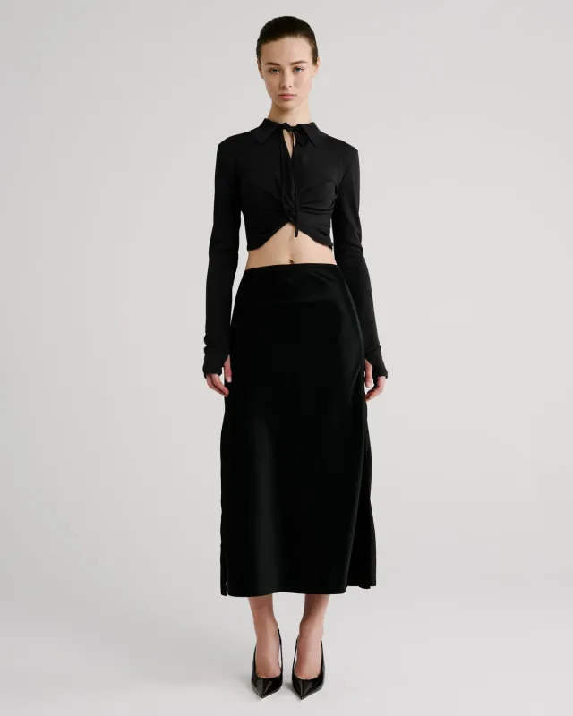 Violante Nessi Goya gonna midi satin nero