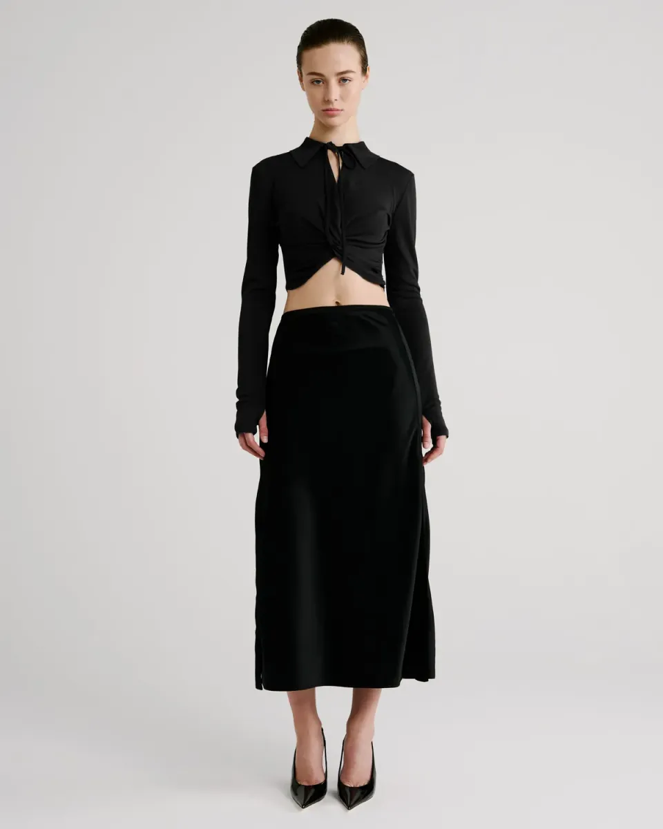 Violante Nessi Goya gonna midi satin nero