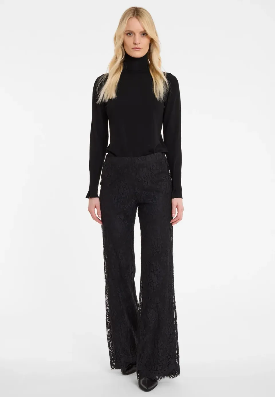 Ana Alcazar Abisea pantaloni in pizzo neri svasati