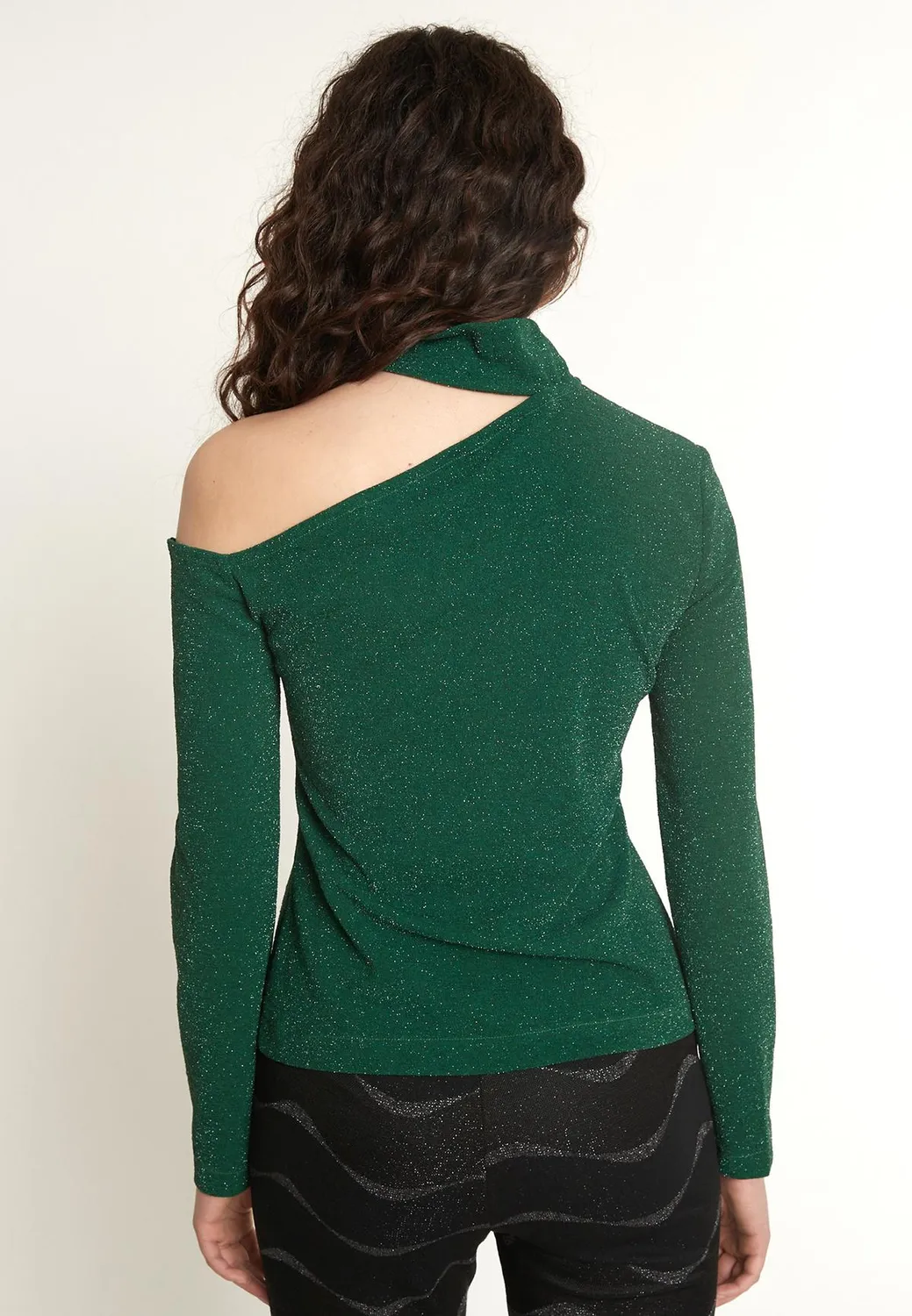 Ana Alcazar Ontony top lurex verde cut-out