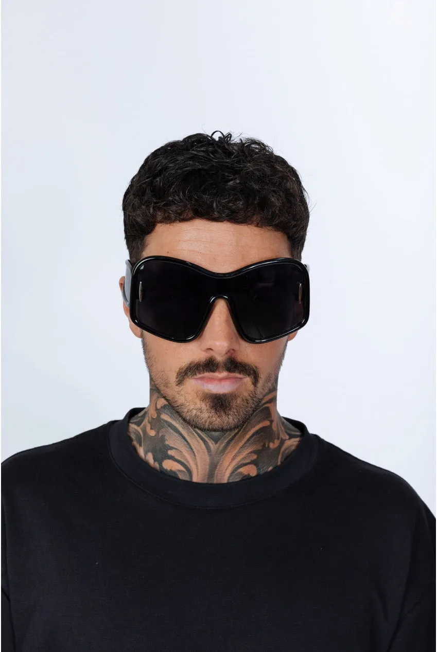 SVNX Mask occhiali da sole oversize neri quadrati UV400