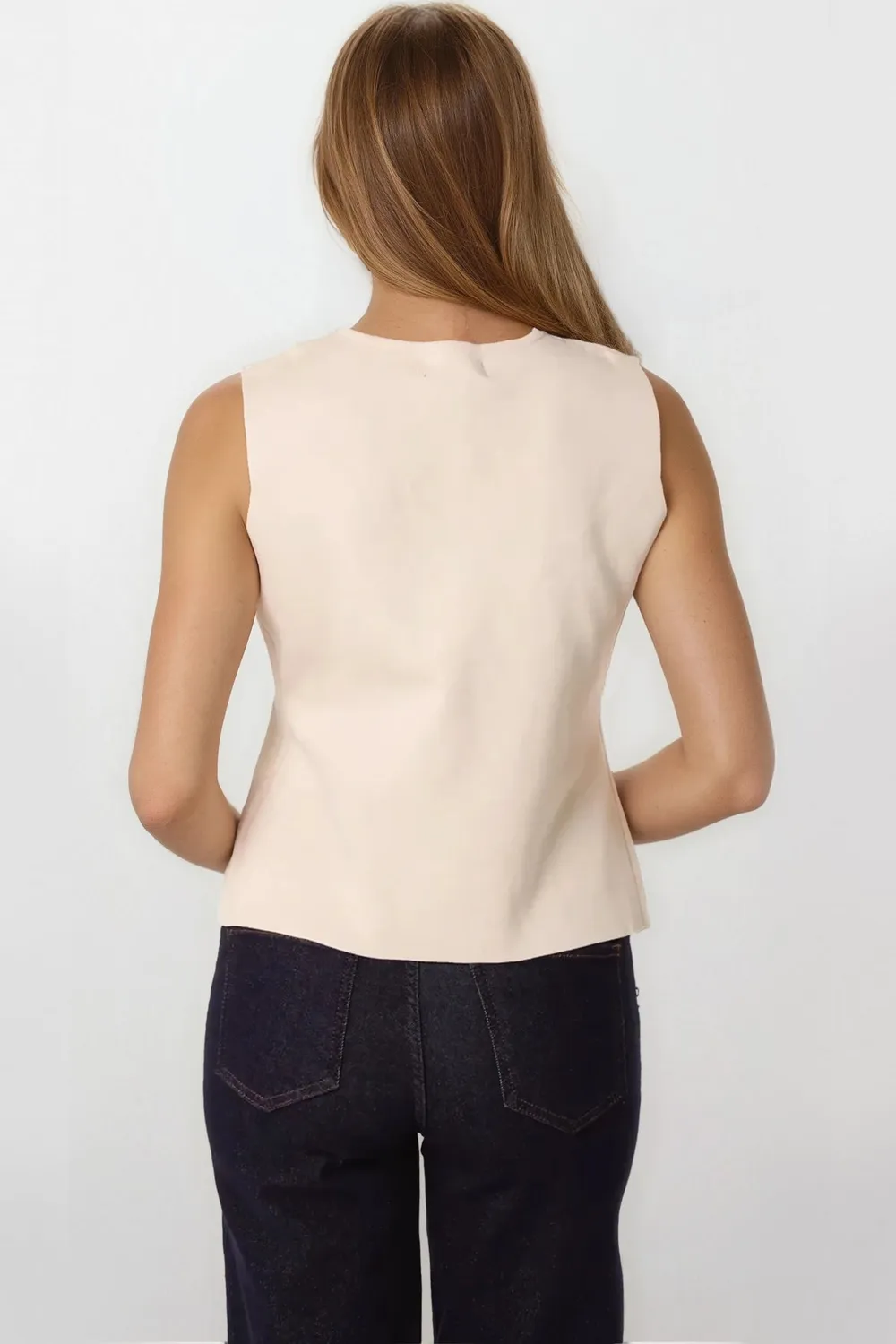 Aftershock London Asymmetric gilet maglia fine pietra