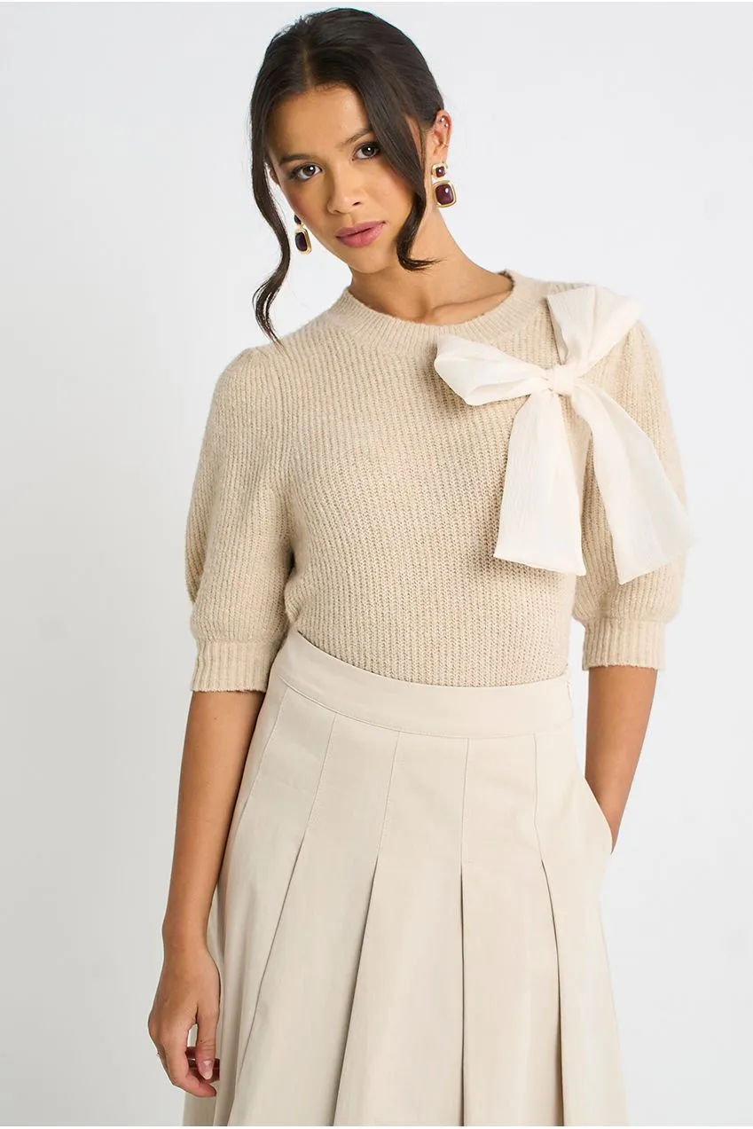 Gini London GL2108 gonna midi pietra in cotone plissettata