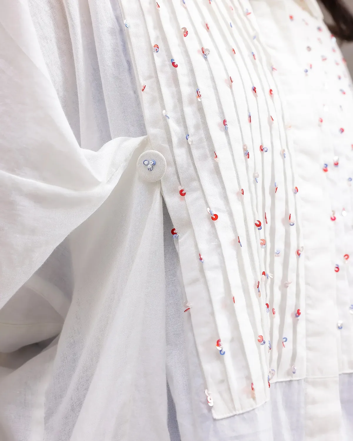 Our Dve Candy Checks top mull bianco manica ampia taglia unica