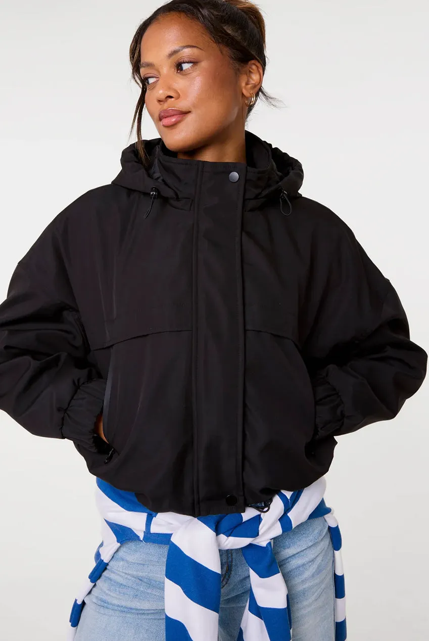 Pink Vanilla Hooded Padded giacca imbottita nera corta