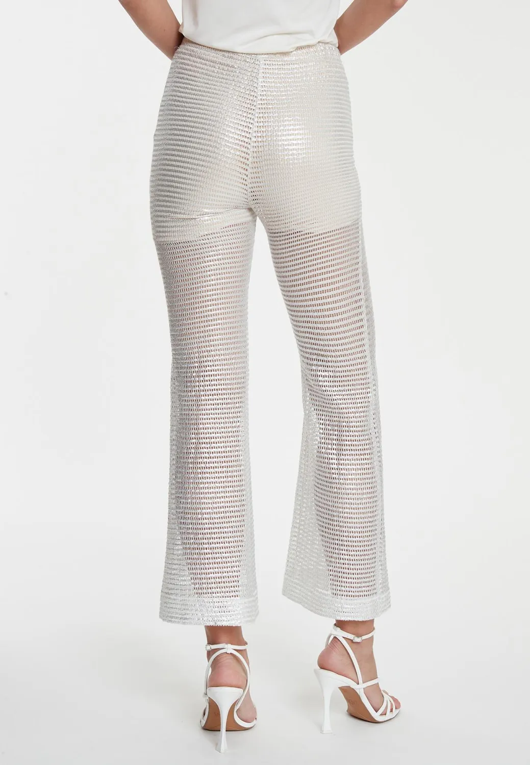 Ana Alcazar Wahori pantaloni cropped bianchi rete