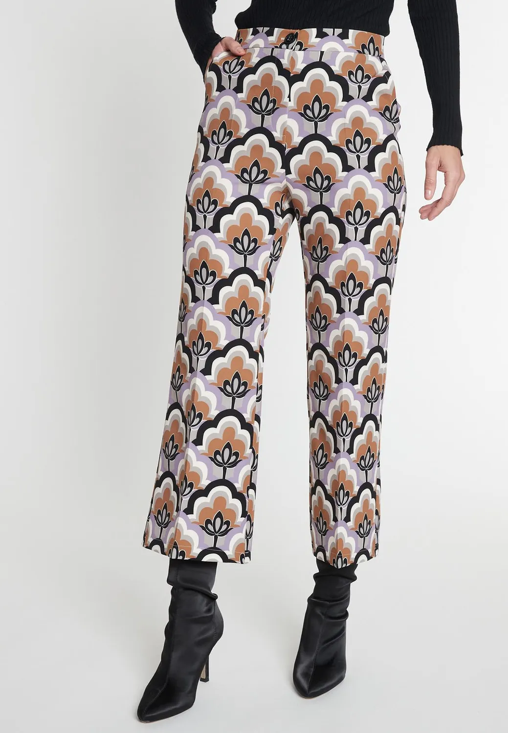 Ana Alcazar Maira pantaloni cropped stampa retro