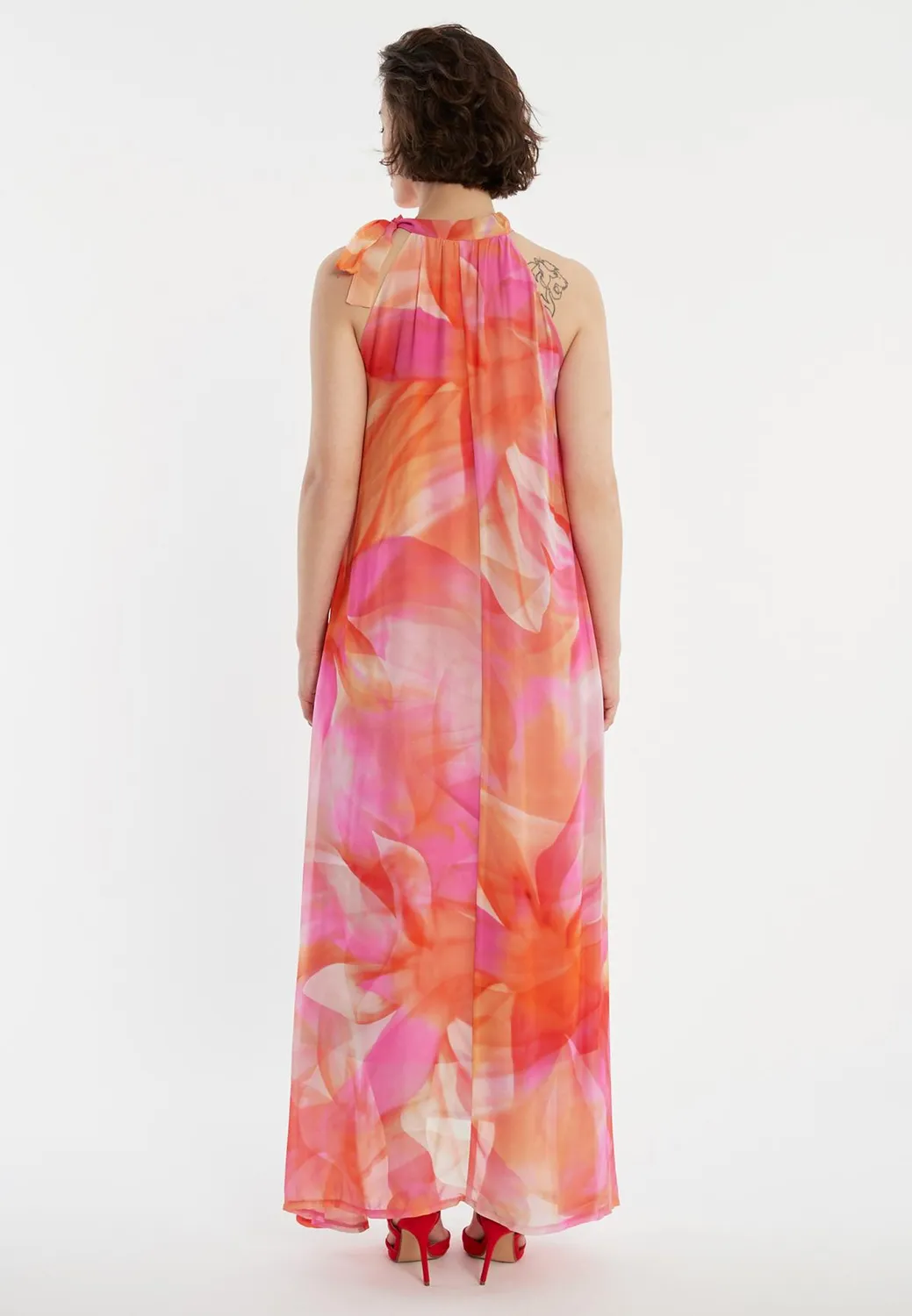 Ana Alcazar Zelia abito lungo chiffon floreale halter