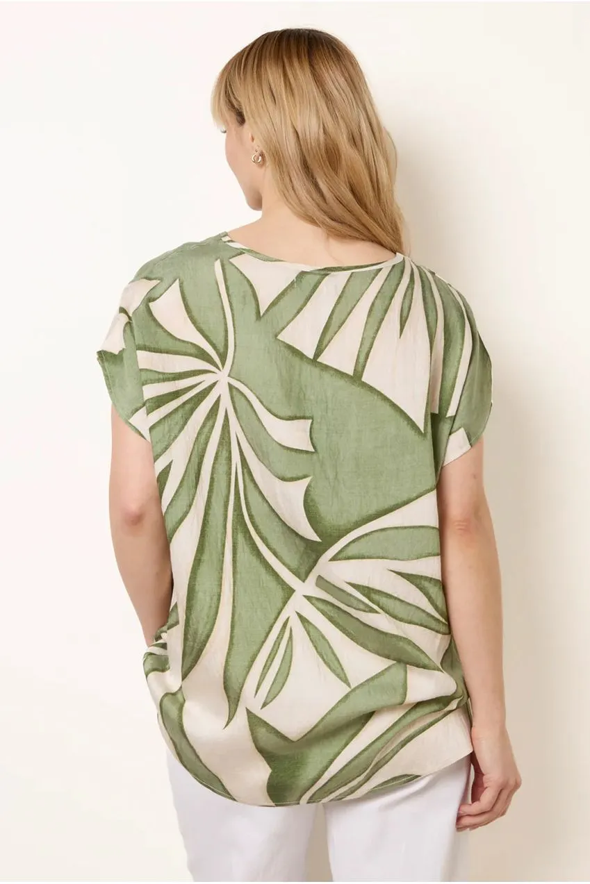 Blue Vanilla Large Floral top donna khaki floreale