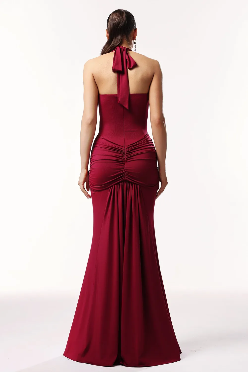 Bella Barnett Elsie abito maxi rosso scollo halter