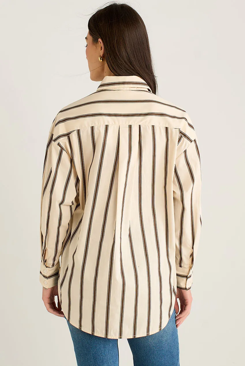 Gini London Cream Oversized camicia crema rigata