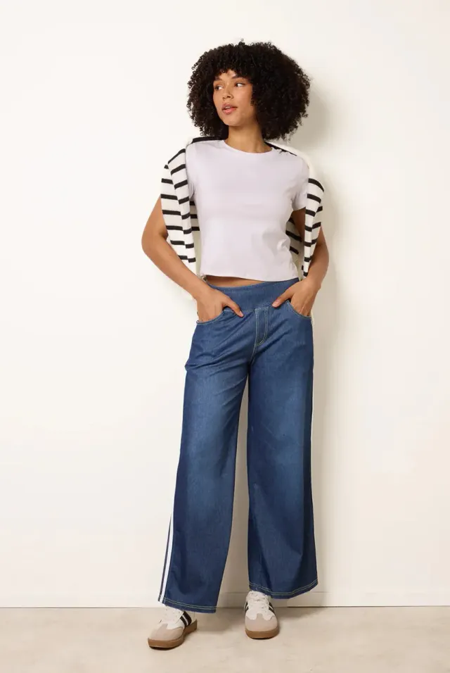 Blue Vanilla Side Stripe pantaloni denim blu S flare