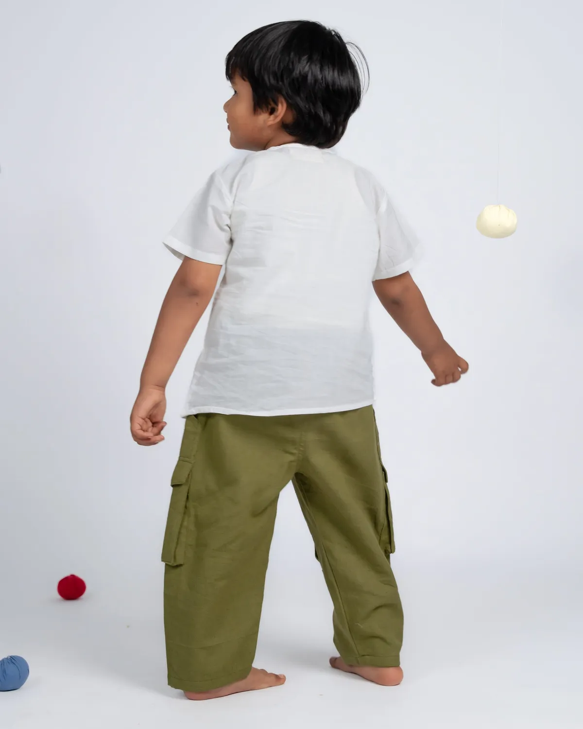 Our Dve Signature Pantalone cargo bimbo verde cotone