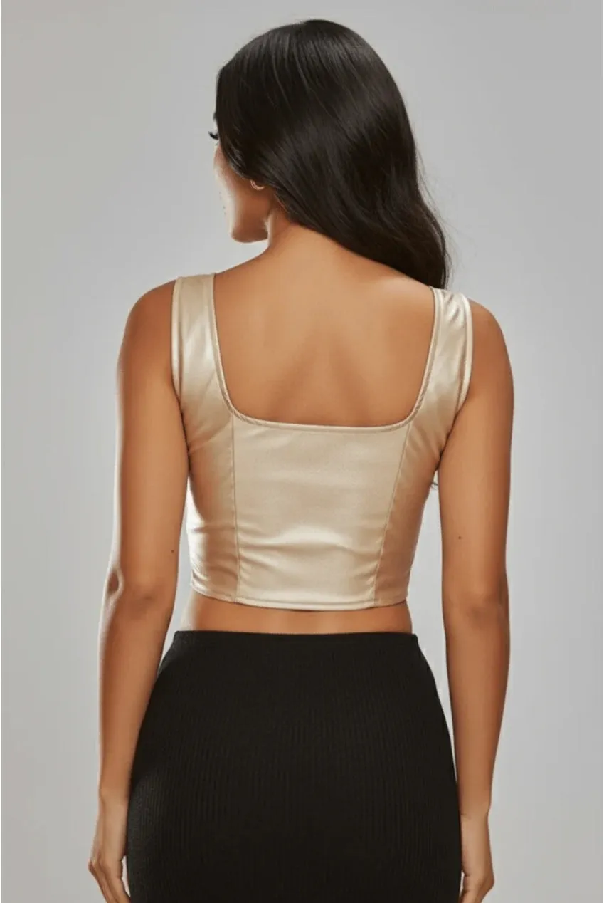 Avinci top corsetto ecopelle oro serata 8
