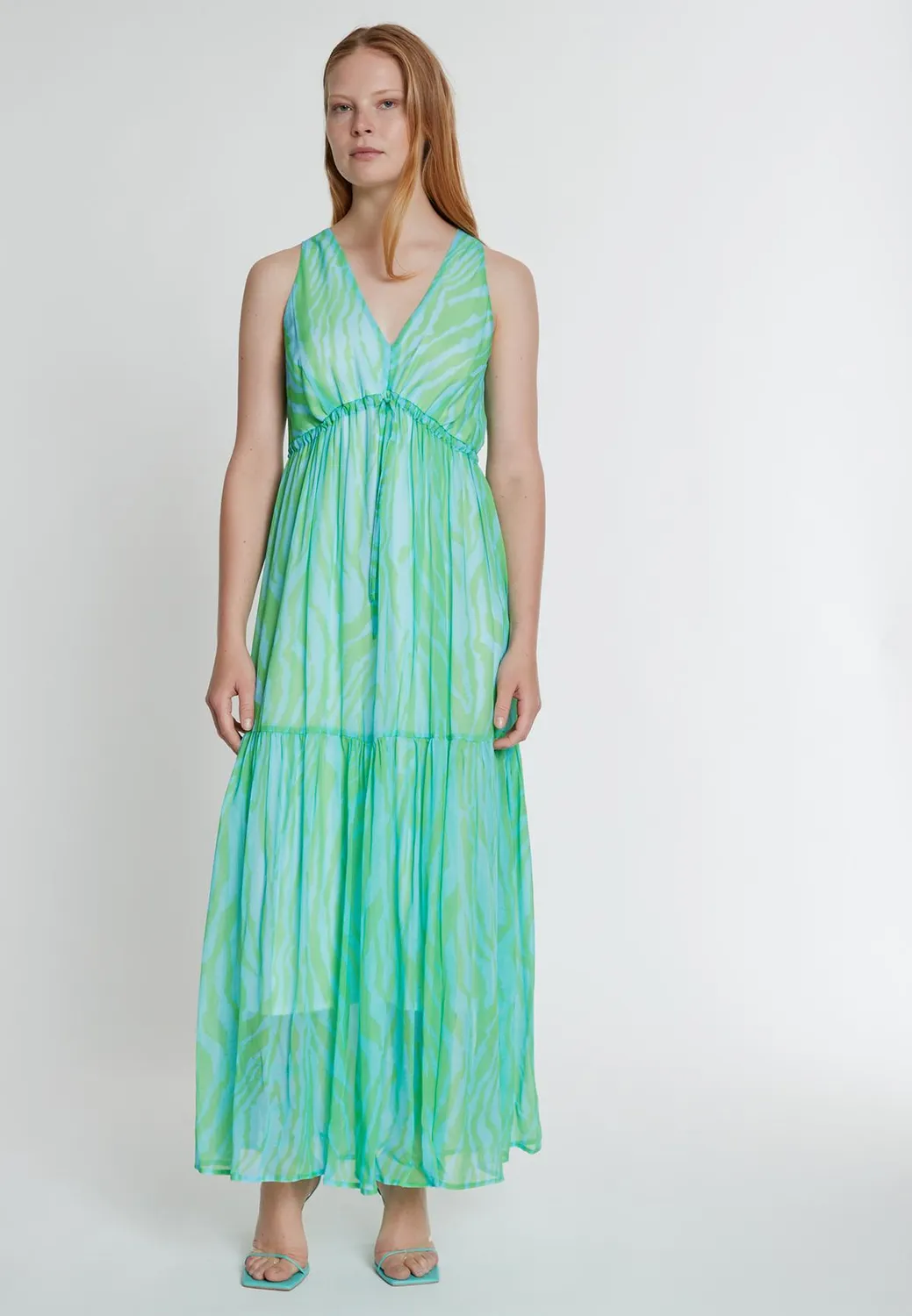 Ana Alcazar Keddy abito maxi lungo fantasia zebra
