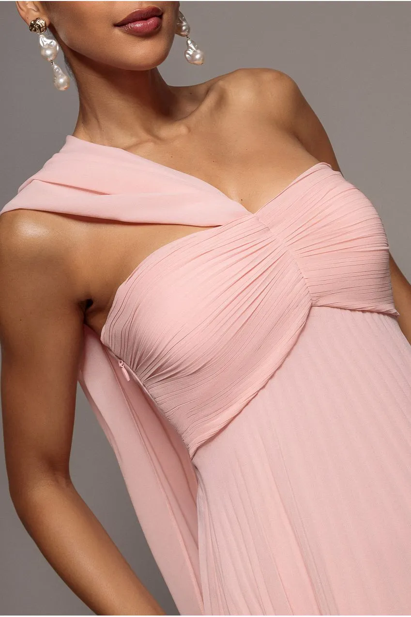 Goddiva Scarf Multiway maxi abito rosa blush chiffon