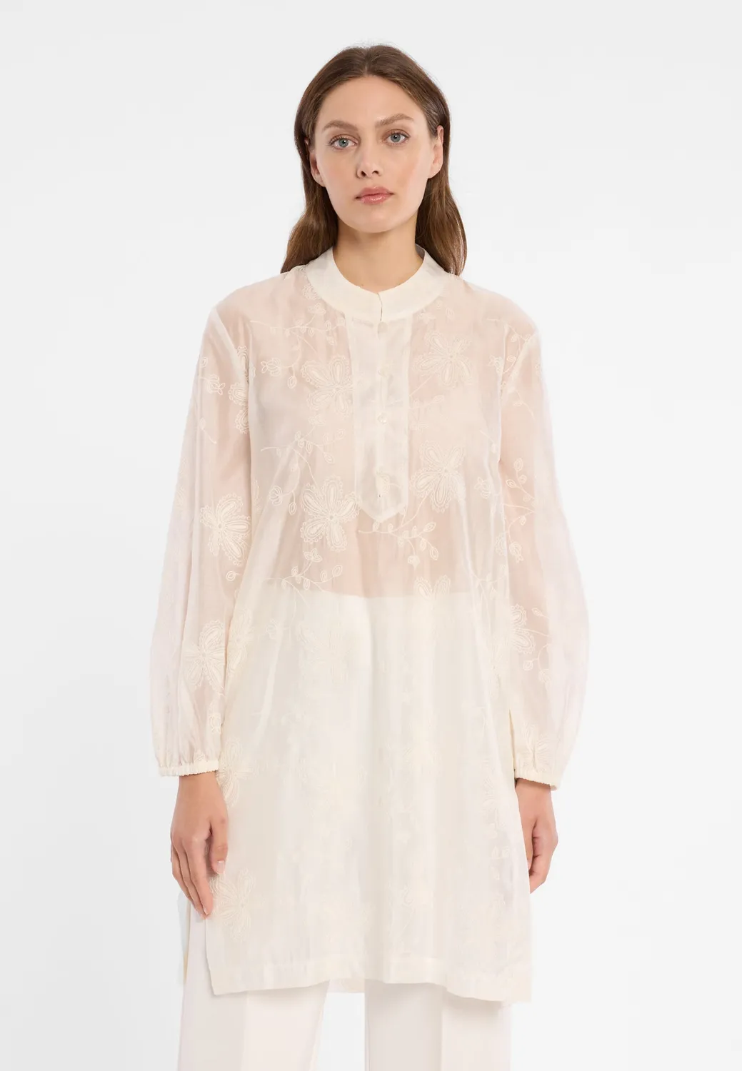 Ana Alcazar Doremia blusa lunga ricamata crema