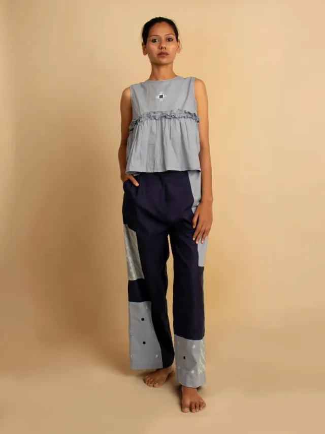 Our Dve Dain Top Cotone Blu Smanicato 21 Pollici