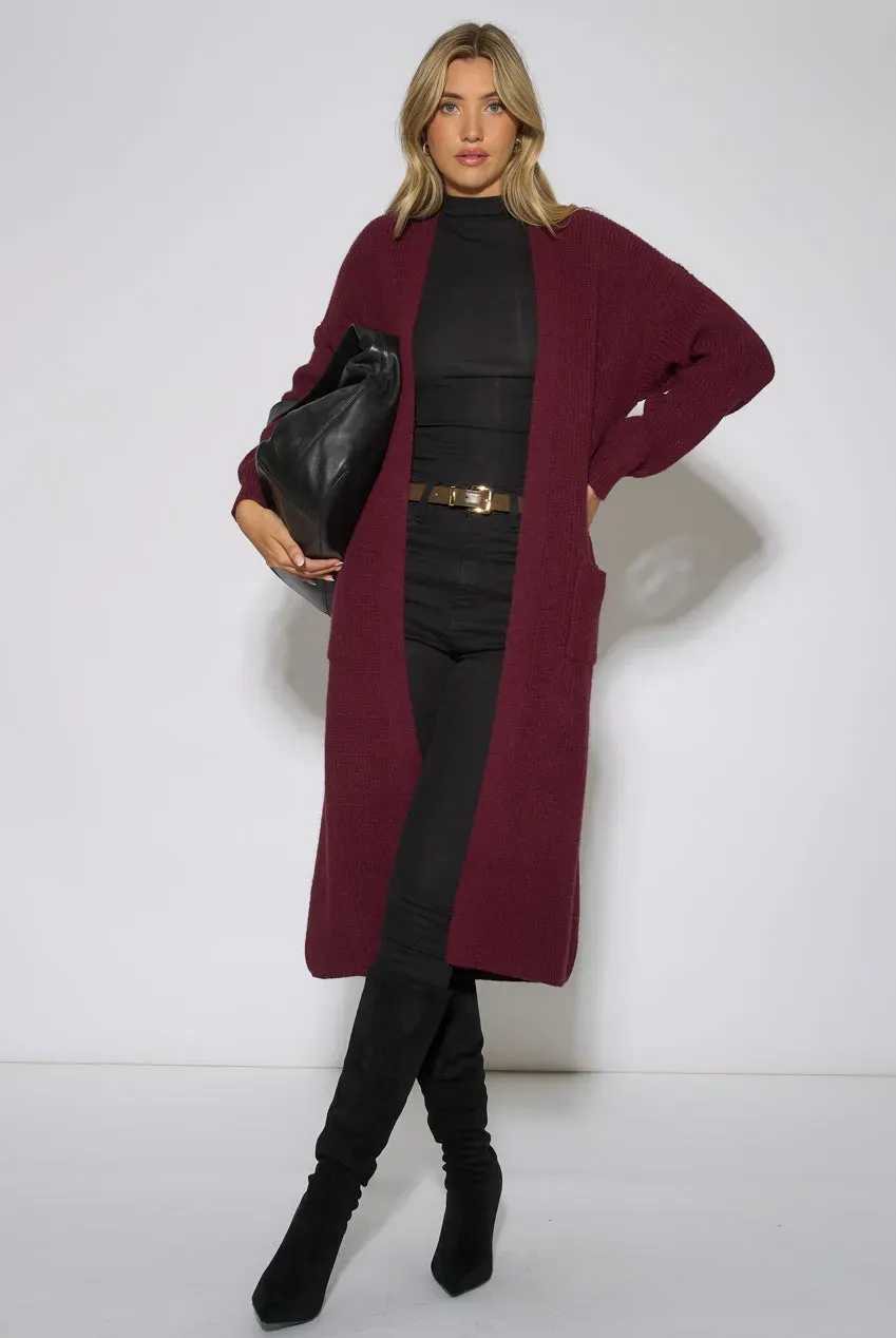 Gini London cardigan lungo berry maglia senza chiusura