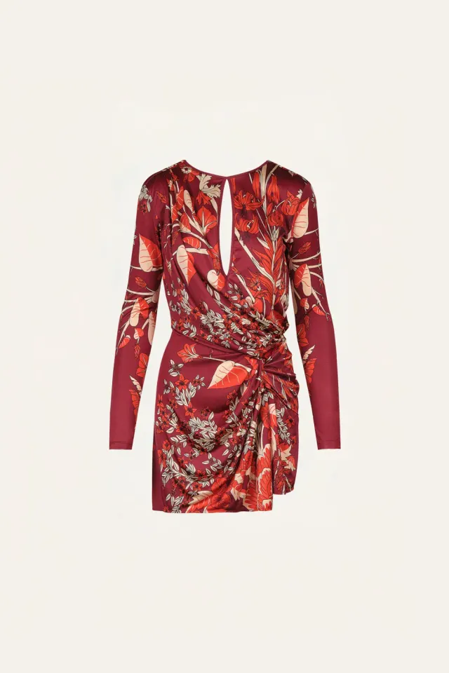 Johanna Ortiz Rainforest Canopy vestito mini jersey wine