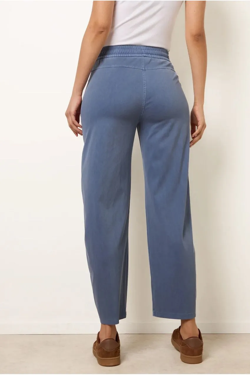 Blue Vanilla pantaloni denim chiaro vita elastica con fiocco