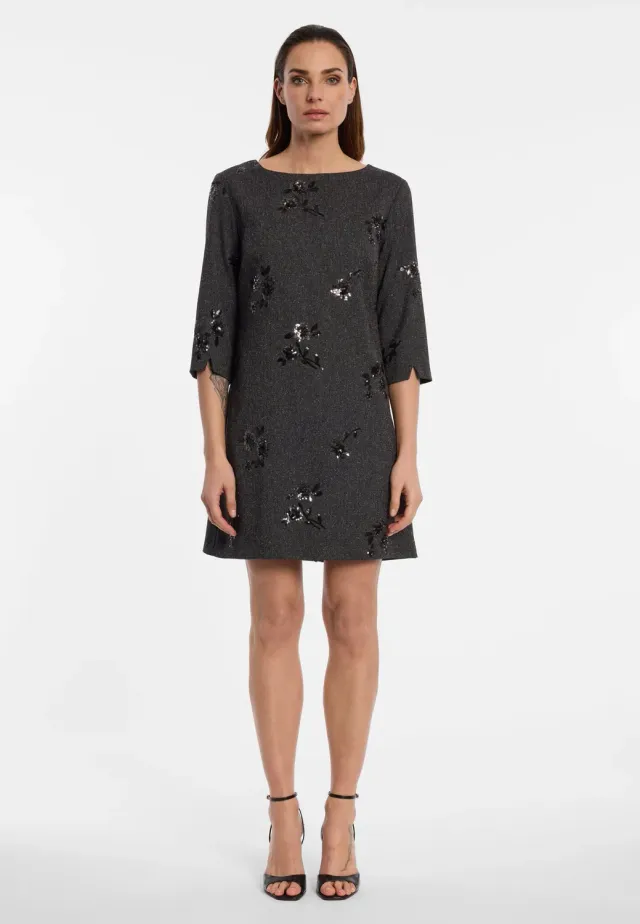 Ana Alcazar Enlires tunica tweed antracite paillettes
