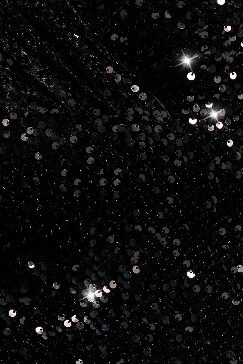 Goddiva DR3512 abito maxi nero 12 paillettes velluto