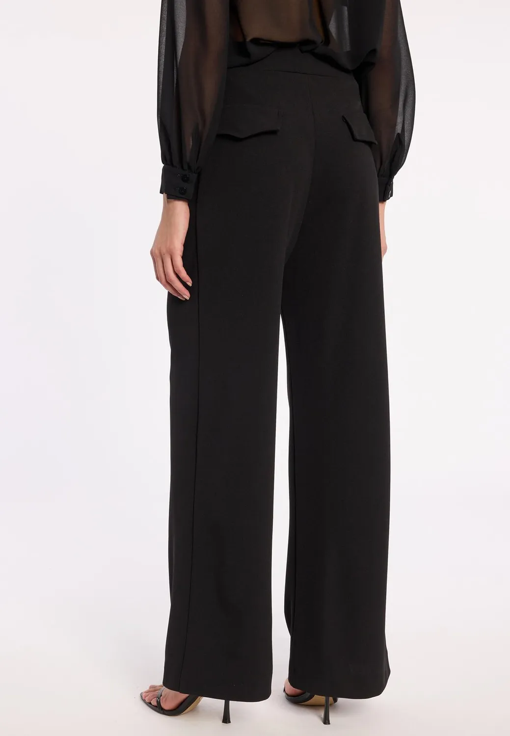 Ana Alcazar Adya pantaloni palazzo neri pieghe eleganti