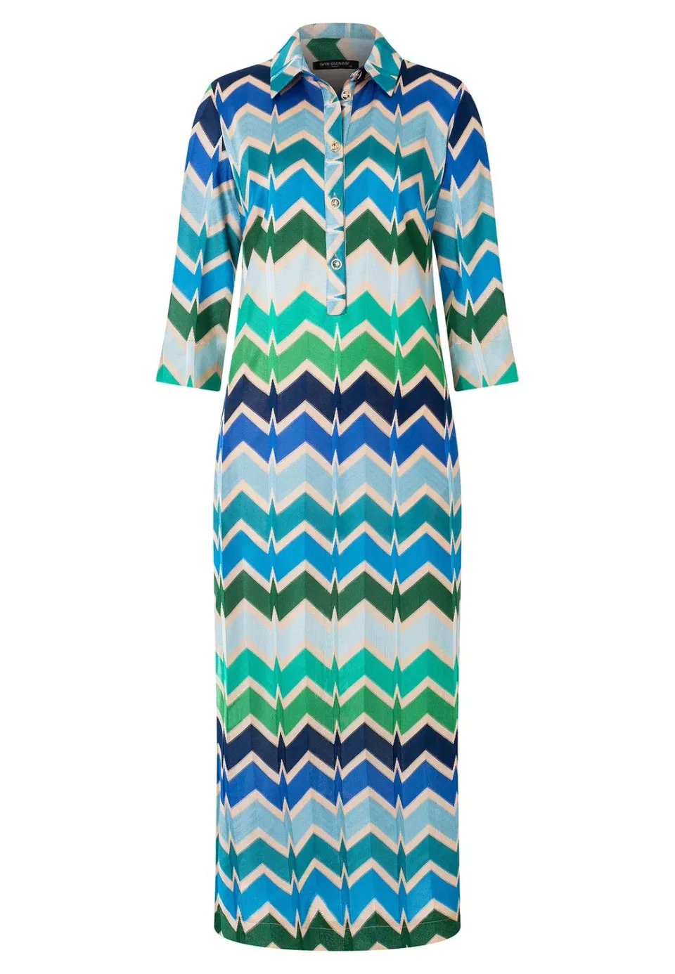 Ana Alcazar Pocana chemisier midi zigzag verde blu